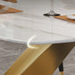 Traditional Luxury Rectangle Dining Table Sintered Stone Table with Gold Pedestal Base Clearhalo ' dining_table' 'Dining Tables & Seating' 'Dining Tables' 'furn' 'furn_dining_table' 'Furniture' 'furniture_dining_table' 'Kitchen & Dining Furniture' 'kitchen&dining_furn' 'kitchen' 'kitchen_dining_table' 4271291