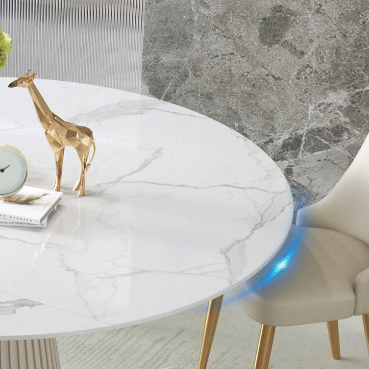Sintered Stone Top Round Table for Restaurant Luxury White Dining Table with Pedestal Base Clearhalo ' dining_table' 'Dining Tables & Seating' 'Dining Tables' 'furn' 'furn_dining_table' 'Furniture' 'furniture_dining_table' 'Kitchen & Dining Furniture' 'kitchen&dining_furn' 'kitchen' 'kitchen_dining_table' 4271307