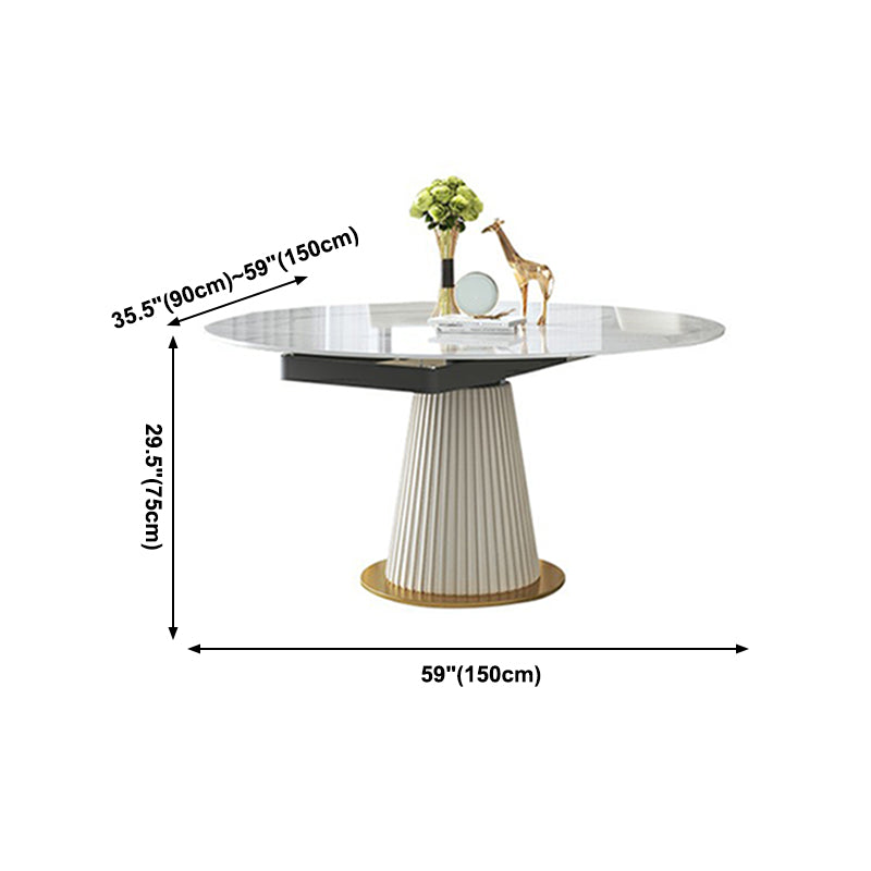 Sintered Stone Top Round Table for Restaurant Luxury White Dining Table with Pedestal Base Clearhalo ' dining_table' 'Dining Tables & Seating' 'Dining Tables' 'furn' 'furn_dining_table' 'Furniture' 'furniture_dining_table' 'Kitchen & Dining Furniture' 'kitchen&dining_furn' 'kitchen' 'kitchen_dining_table' 4271314