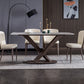Metal Traditional Luxury Rectangle Table White Sintered Stone Table with Pedestal Base Clearhalo ' dining_table' 'Dining Tables & Seating' 'Dining Tables' 'furn' 'furn_dining_table' 'Furniture' 'furniture_dining_table' 'Kitchen & Dining Furniture' 'kitchen&dining_furn' 'kitchen' 'kitchen_dining_table' 4271326