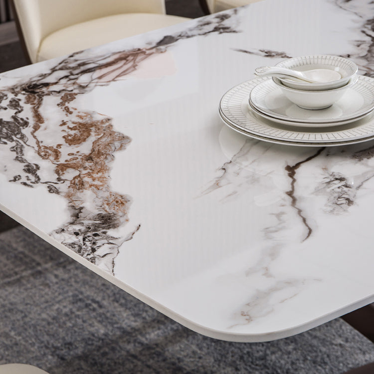 Metal Traditional Luxury Rectangle Table White Sintered Stone Table with Pedestal Base Clearhalo ' dining_table' 'Dining Tables & Seating' 'Dining Tables' 'furn' 'furn_dining_table' 'Furniture' 'furniture_dining_table' 'Kitchen & Dining Furniture' 'kitchen&dining_furn' 'kitchen' 'kitchen_dining_table' 4271331
