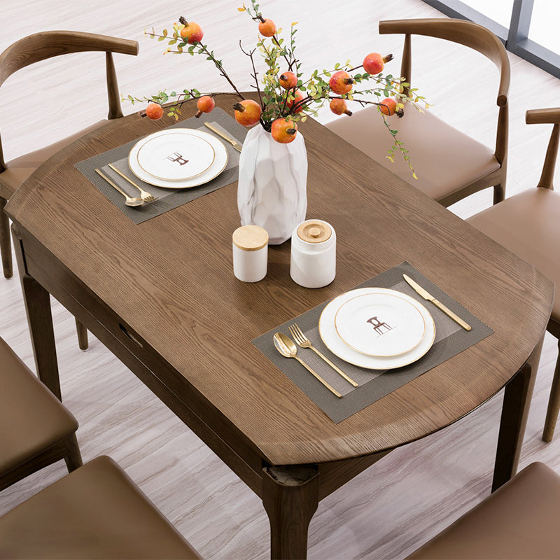 Modern Style Brown Dining Table Round Solid Wood Dining Table with 4 Legs Clearhalo ' dining_table' 'Dining Tables & Seating' 'Dining Tables' 'furn' 'furn_dining_table' 'Furniture' 'furniture_dining_table' 'Kitchen & Dining Furniture' 'kitchen&dining_furn' 'kitchen' 'kitchen_dining_table' 4271342