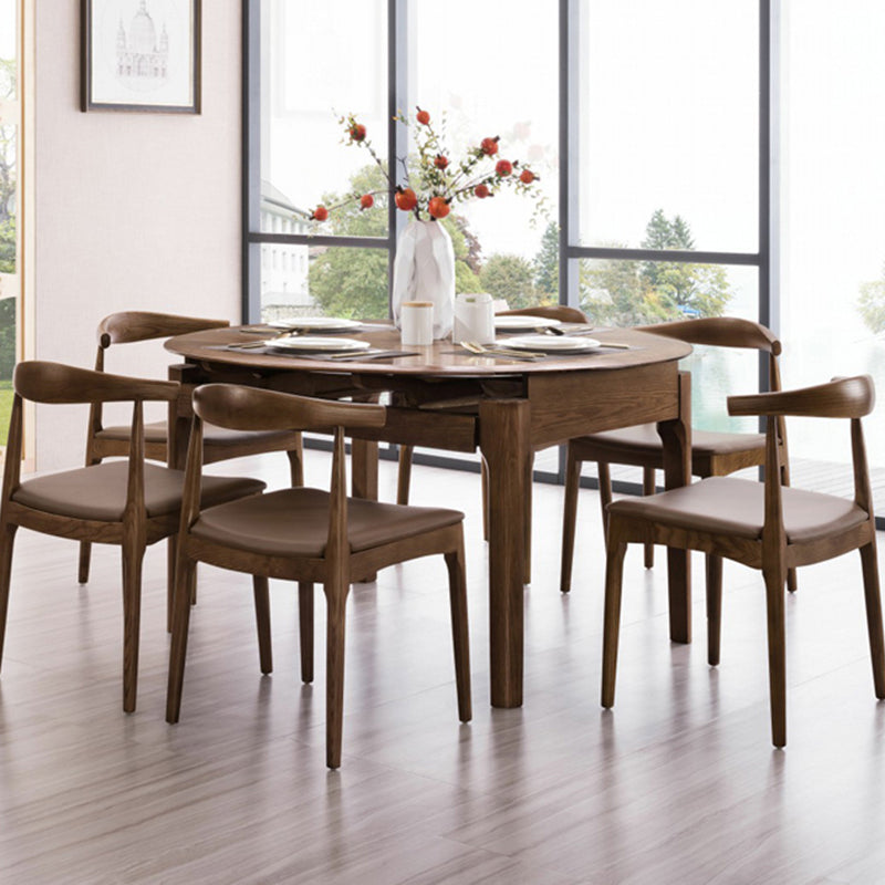 Modern Style Brown Dining Table Round Solid Wood Dining Table with 4 Legs Clearhalo ' dining_table' 'Dining Tables & Seating' 'Dining Tables' 'furn' 'furn_dining_table' 'Furniture' 'furniture_dining_table' 'Kitchen & Dining Furniture' 'kitchen&dining_furn' 'kitchen' 'kitchen_dining_table' 4271349