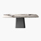 Metal Traditional Luxury Rectangle Table High Gloss White Sintered Stone Table with Pedestal Base Gray Without Chairs Clearhalo ' dining_table' 'Dining Tables & Seating' 'Dining Tables' 'furn' 'furn_dining_table' 'Furniture' 'furniture_dining_table' 'Kitchen & Dining Furniture' 'kitchen&dining_furn' 'kitchen' 'kitchen_dining_table' 4271358