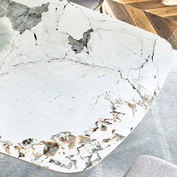 Metal Traditional Luxury Rectangle Table High Gloss White Sintered Stone Table with Pedestal Base Clearhalo ' dining_table' 'Dining Tables & Seating' 'Dining Tables' 'furn' 'furn_dining_table' 'Furniture' 'furniture_dining_table' 'Kitchen & Dining Furniture' 'kitchen&dining_furn' 'kitchen' 'kitchen_dining_table' 4271361