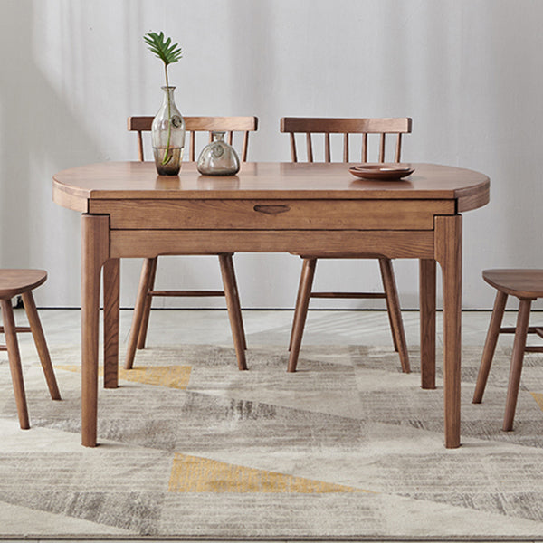 Modern Style Brown Dining Table Round Solid Wood Dining Table with 4 Legs for Living Room Clearhalo ' dining_table' 'Dining Tables & Seating' 'Dining Tables' 'furn' 'furn_dining_table' 'Furniture' 'furniture_dining_table' 'Kitchen & Dining Furniture' 'kitchen&dining_furn' 'kitchen' 'kitchen_dining_table' 4271376