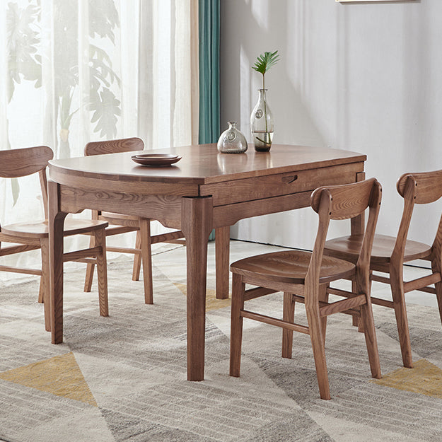 Modern Style Brown Dining Table Round Solid Wood Dining Table with 4 Legs for Living Room Clearhalo ' dining_table' 'Dining Tables & Seating' 'Dining Tables' 'furn' 'furn_dining_table' 'Furniture' 'furniture_dining_table' 'Kitchen & Dining Furniture' 'kitchen&dining_furn' 'kitchen' 'kitchen_dining_table' 4271377