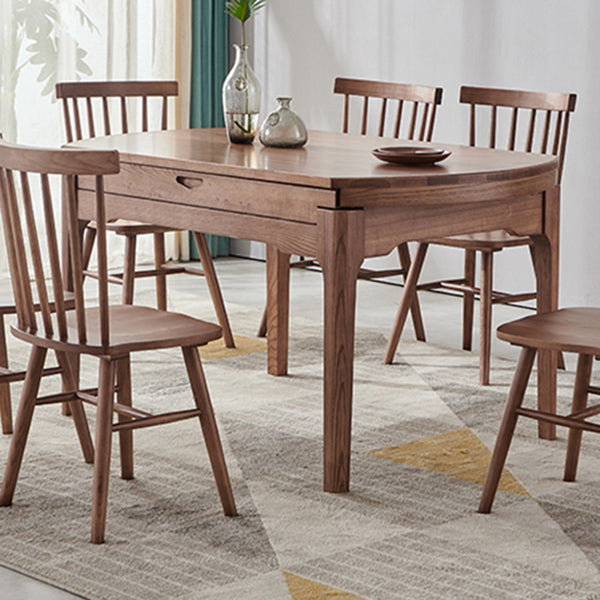 Modern Style Brown Dining Table Round Solid Wood Dining Table with 4 Legs for Living Room Clearhalo ' dining_table' 'Dining Tables & Seating' 'Dining Tables' 'furn' 'furn_dining_table' 'Furniture' 'furniture_dining_table' 'Kitchen & Dining Furniture' 'kitchen&dining_furn' 'kitchen' 'kitchen_dining_table' 4271378