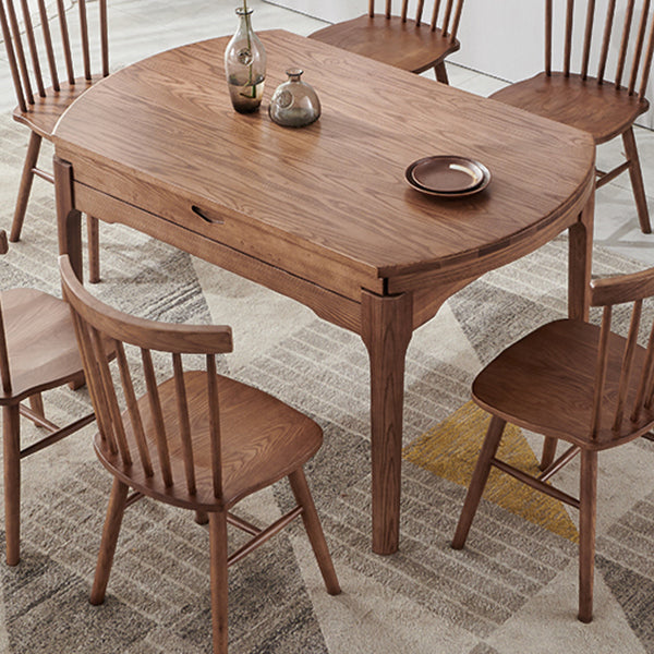 Modern Style Brown Dining Table Round Solid Wood Dining Table with 4 Legs for Living Room Clearhalo ' dining_table' 'Dining Tables & Seating' 'Dining Tables' 'furn' 'furn_dining_table' 'Furniture' 'furniture_dining_table' 'Kitchen & Dining Furniture' 'kitchen&dining_furn' 'kitchen' 'kitchen_dining_table' 4271380