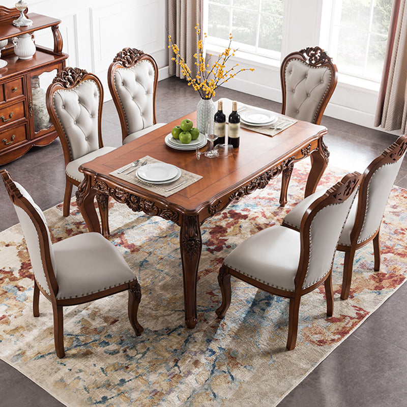 Mid-Century Brown Dining Table Rectangle Solid Wood Dining Table with 4 Legs Clearhalo ' dining_table' 'Dining Tables & Seating' 'Dining Tables' 'furn' 'furn_dining_table' 'Furniture' 'furniture_dining_table' 'Kitchen & Dining Furniture' 'kitchen&dining_furn' 'kitchen' 'kitchen_dining_table' 4271393