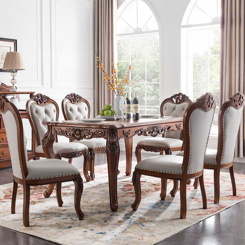 Mid-Century Brown Dining Table Rectangle Solid Wood Dining Table with 4 Legs Clearhalo ' dining_table' 'Dining Tables & Seating' 'Dining Tables' 'furn' 'furn_dining_table' 'Furniture' 'furniture_dining_table' 'Kitchen & Dining Furniture' 'kitchen&dining_furn' 'kitchen' 'kitchen_dining_table' 4271394