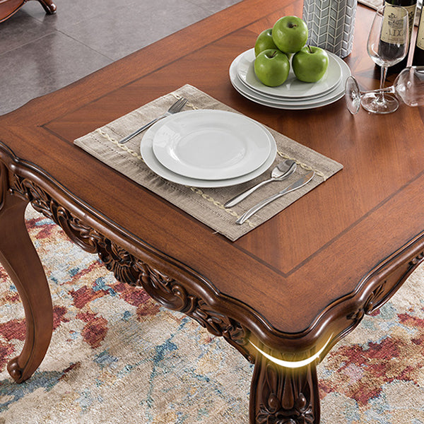 Mid-Century Brown Dining Table Rectangle Solid Wood Dining Table with 4 Legs Clearhalo ' dining_table' 'Dining Tables & Seating' 'Dining Tables' 'furn' 'furn_dining_table' 'Furniture' 'furniture_dining_table' 'Kitchen & Dining Furniture' 'kitchen&dining_furn' 'kitchen' 'kitchen_dining_table' 4271398