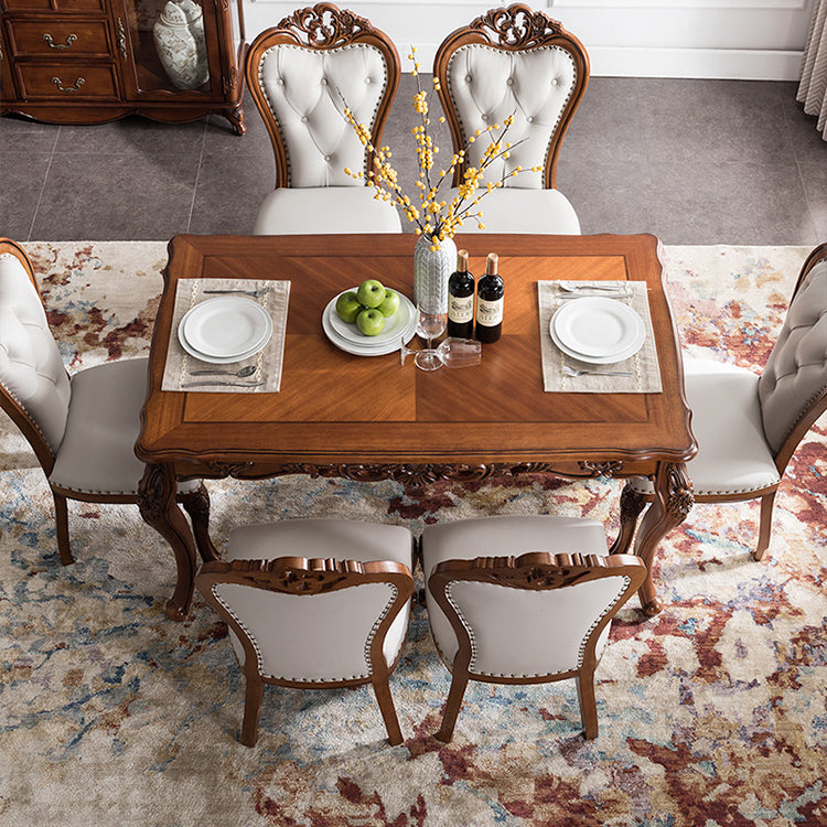 Mid-Century Brown Dining Table Rectangle Solid Wood Dining Table with 4 Legs Clearhalo ' dining_table' 'Dining Tables & Seating' 'Dining Tables' 'furn' 'furn_dining_table' 'Furniture' 'furniture_dining_table' 'Kitchen & Dining Furniture' 'kitchen&dining_furn' 'kitchen' 'kitchen_dining_table' 4271401