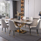 Metal Traditional Luxury Rectangle Table Grey Sintered Stone Indoor Table with Pedestal Clearhalo ' dining_table' 'Dining Tables & Seating' 'Dining Tables' 'furn' 'furn_dining_table' 'Furniture' 'furniture_dining_table' 'Kitchen & Dining Furniture' 'kitchen&dining_furn' 'kitchen' 'kitchen_dining_table' 4271408