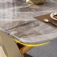 Metal Traditional Luxury Rectangle Table Grey Sintered Stone Indoor Table with Pedestal Clearhalo ' dining_table' 'Dining Tables & Seating' 'Dining Tables' 'furn' 'furn_dining_table' 'Furniture' 'furniture_dining_table' 'Kitchen & Dining Furniture' 'kitchen&dining_furn' 'kitchen' 'kitchen_dining_table' 4271412