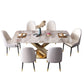 Metal Traditional Luxury Rectangle Table Grey Sintered Stone Indoor Table with Pedestal Clearhalo ' dining_table' 'Dining Tables & Seating' 'Dining Tables' 'furn' 'furn_dining_table' 'Furniture' 'furniture_dining_table' 'Kitchen & Dining Furniture' 'kitchen&dining_furn' 'kitchen' 'kitchen_dining_table' 4271415