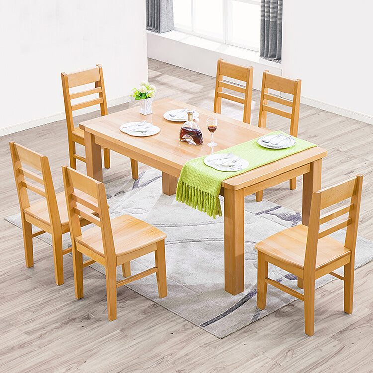 Modern Style Rectangle Dining Table Brown Solid Wood Dining Table with 4 Legs for Home Clearhalo ' dining_table' 'Dining Tables & Seating' 'Dining Tables' 'furn' 'furn_dining_table' 'Furniture' 'furniture_dining_table' 'Kitchen & Dining Furniture' 'kitchen&dining_furn' 'kitchen' 'kitchen_dining_table' 4271420