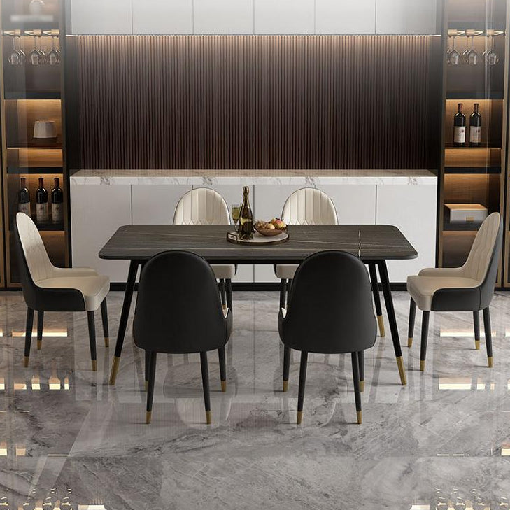 Metal Industrial Rectangular Dining Table Sintered Stone Dining Table with Metal Legs Clearhalo ' dining_table' 'Dining Tables & Seating' 'Dining Tables' 'furn' 'furn_dining_table' 'Furniture' 'furniture_dining_table' 'Kitchen & Dining Furniture' 'kitchen&dining_furn' 'kitchen' 'kitchen_dining_table' 4271434