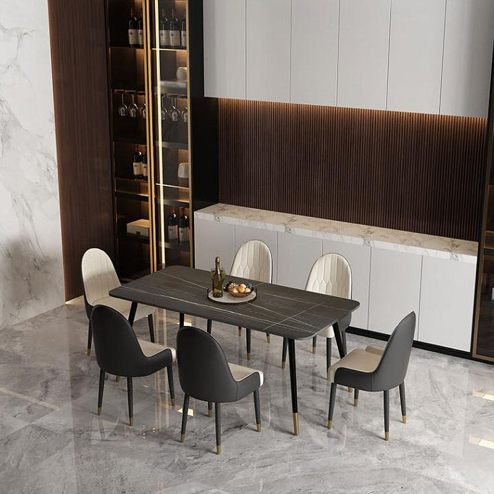 Metal Industrial Rectangular Dining Table Sintered Stone Dining Table with Metal Legs Clearhalo ' dining_table' 'Dining Tables & Seating' 'Dining Tables' 'furn' 'furn_dining_table' 'Furniture' 'furniture_dining_table' 'Kitchen & Dining Furniture' 'kitchen&dining_furn' 'kitchen' 'kitchen_dining_table' 4271435