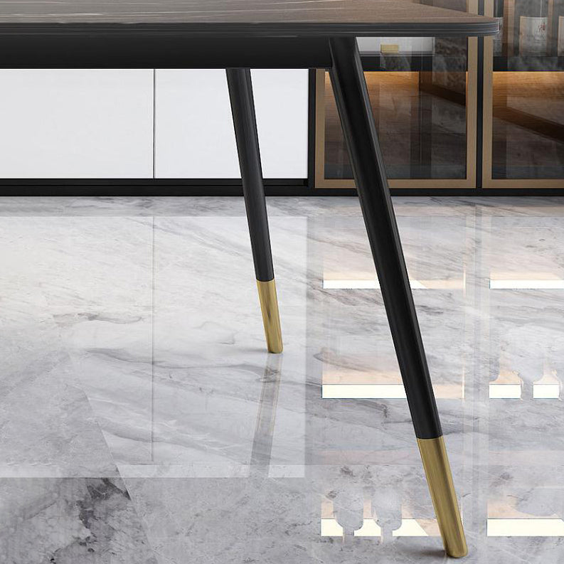 Metal Industrial Rectangular Dining Table Sintered Stone Dining Table with Metal Legs Clearhalo ' dining_table' 'Dining Tables & Seating' 'Dining Tables' 'furn' 'furn_dining_table' 'Furniture' 'furniture_dining_table' 'Kitchen & Dining Furniture' 'kitchen&dining_furn' 'kitchen' 'kitchen_dining_table' 4271440