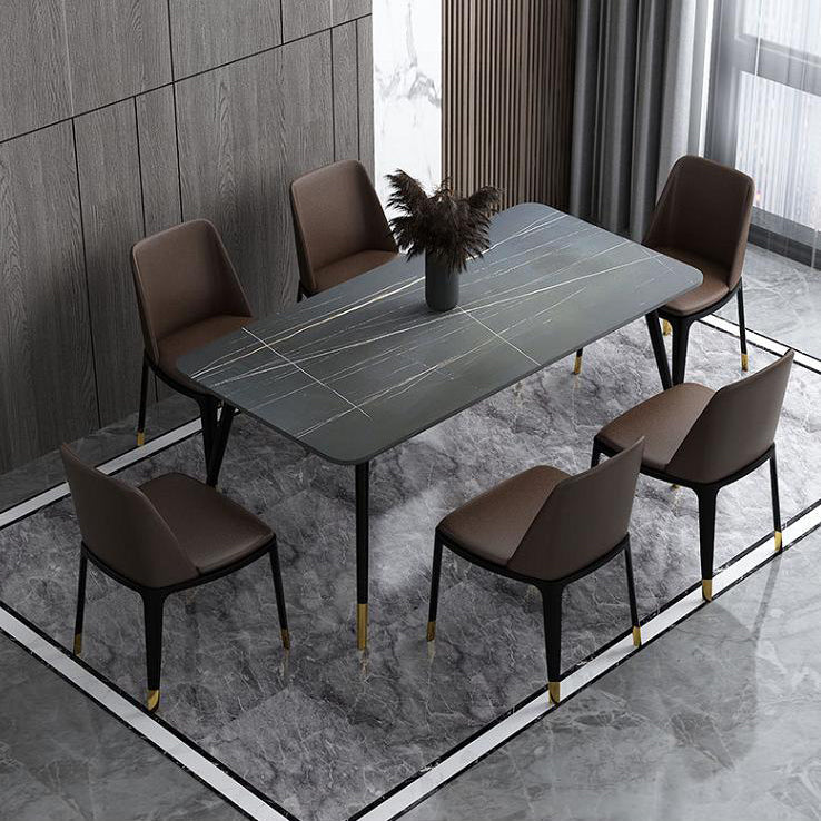 Metal Industrial Rectangular Dining Table Sintered Stone Dining Table with Metal Legs Clearhalo ' dining_table' 'Dining Tables & Seating' 'Dining Tables' 'furn' 'furn_dining_table' 'Furniture' 'furniture_dining_table' 'Kitchen & Dining Furniture' 'kitchen&dining_furn' 'kitchen' 'kitchen_dining_table' 4271441