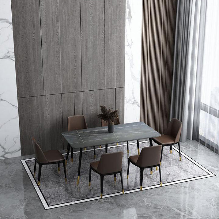 Metal Industrial Rectangular Dining Table Sintered Stone Dining Table with Metal Legs Clearhalo ' dining_table' 'Dining Tables & Seating' 'Dining Tables' 'furn' 'furn_dining_table' 'Furniture' 'furniture_dining_table' 'Kitchen & Dining Furniture' 'kitchen&dining_furn' 'kitchen' 'kitchen_dining_table' 4271443