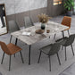 Rectangle Industrial Sintered Stone Table 4 Legs Carbon Steel Base Table for Home Clearhalo ' dining_table' 'Dining Tables & Seating' 'Dining Tables' 'furn' 'furn_dining_table' 'Furniture' 'furniture_dining_table' 'Kitchen & Dining Furniture' 'kitchen&dining_furn' 'kitchen' 'kitchen_dining_table' 4271460