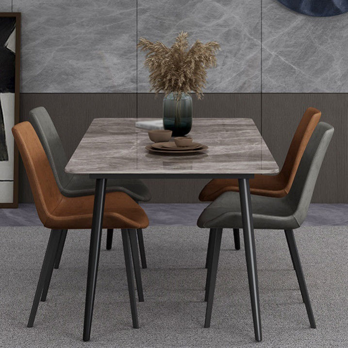 Rectangle Industrial Sintered Stone Table 4 Legs Carbon Steel Base Table for Home Clearhalo ' dining_table' 'Dining Tables & Seating' 'Dining Tables' 'furn' 'furn_dining_table' 'Furniture' 'furniture_dining_table' 'Kitchen & Dining Furniture' 'kitchen&dining_furn' 'kitchen' 'kitchen_dining_table' 4271461
