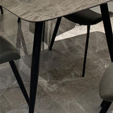 Rectangle Industrial Sintered Stone Table 4 Legs Carbon Steel Base Table for Home Clearhalo ' dining_table' 'Dining Tables & Seating' 'Dining Tables' 'furn' 'furn_dining_table' 'Furniture' 'furniture_dining_table' 'Kitchen & Dining Furniture' 'kitchen&dining_furn' 'kitchen' 'kitchen_dining_table' 4271463