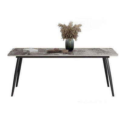 Rectangle Industrial Sintered Stone Table 4 Legs Carbon Steel Base Table for Home Without Chairs Clearhalo ' dining_table' 'Dining Tables & Seating' 'Dining Tables' 'furn' 'furn_dining_table' 'Furniture' 'furniture_dining_table' 'Kitchen & Dining Furniture' 'kitchen&dining_furn' 'kitchen' 'kitchen_dining_table' 4271464