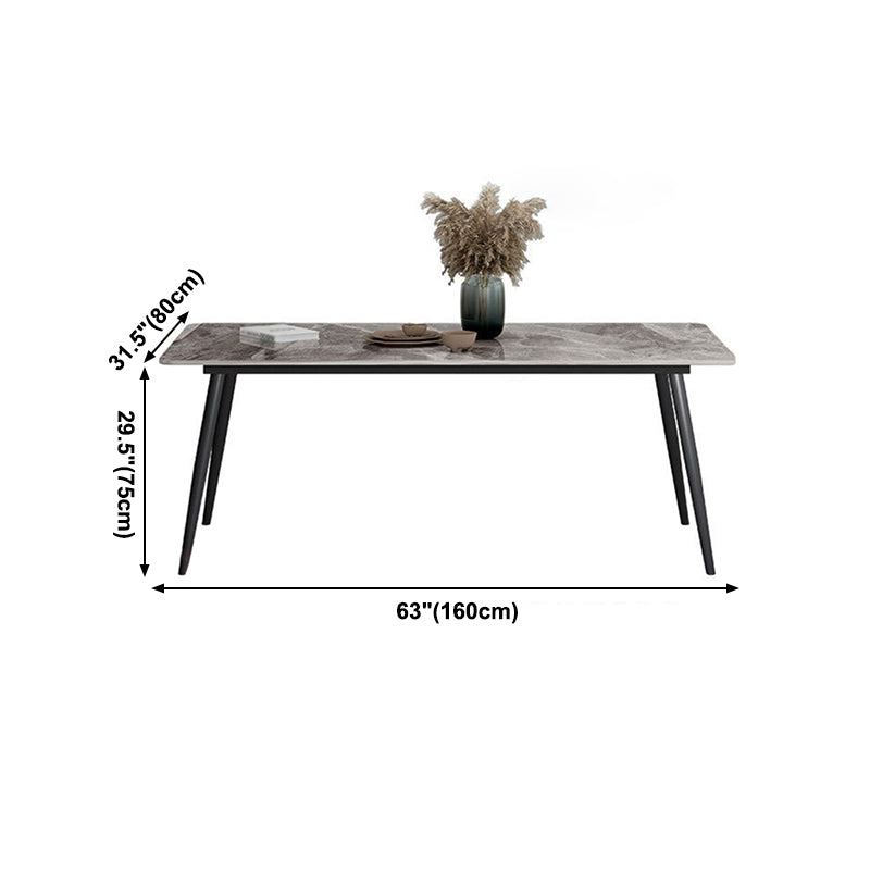 Rectangle Industrial Sintered Stone Table 4 Legs Carbon Steel Base Table for Home Clearhalo ' dining_table' 'Dining Tables & Seating' 'Dining Tables' 'furn' 'furn_dining_table' 'Furniture' 'furniture_dining_table' 'Kitchen & Dining Furniture' 'kitchen&dining_furn' 'kitchen' 'kitchen_dining_table' 4271468