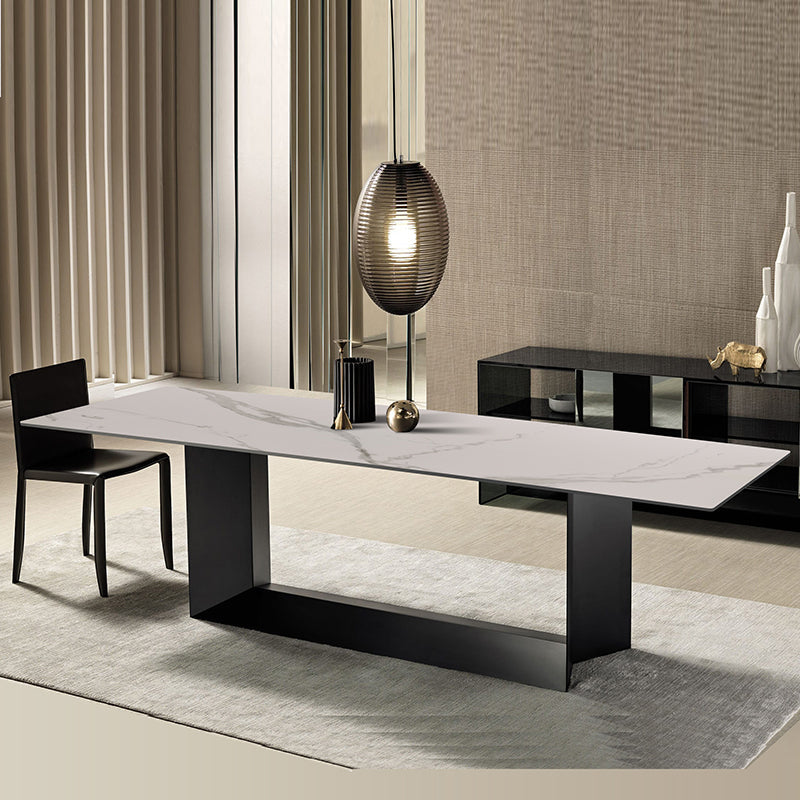 Metal Traditional Luxury Rectangle Table Sintered Stone Dining Table for Home Clearhalo ' dining_table' 'Dining Tables & Seating' 'Dining Tables' 'furn' 'furn_dining_table' 'Furniture' 'furniture_dining_table' 'Kitchen & Dining Furniture' 'kitchen&dining_furn' 'kitchen' 'kitchen_dining_table' 4271470