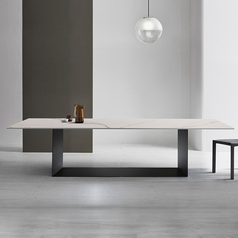 Metal Traditional Luxury Rectangle Table Sintered Stone Dining Table for Home Clearhalo ' dining_table' 'Dining Tables & Seating' 'Dining Tables' 'furn' 'furn_dining_table' 'Furniture' 'furniture_dining_table' 'Kitchen & Dining Furniture' 'kitchen&dining_furn' 'kitchen' 'kitchen_dining_table' 4271472