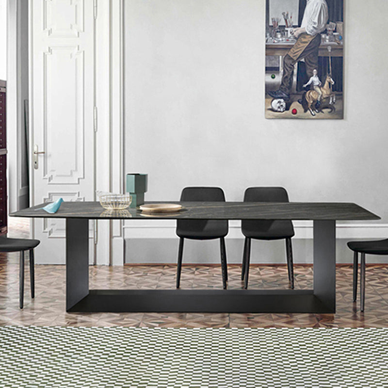 Metal Traditional Luxury Rectangle Table Sintered Stone Dining Table for Home Clearhalo ' dining_table' 'Dining Tables & Seating' 'Dining Tables' 'furn' 'furn_dining_table' 'Furniture' 'furniture_dining_table' 'Kitchen & Dining Furniture' 'kitchen&dining_furn' 'kitchen' 'kitchen_dining_table' 4271473