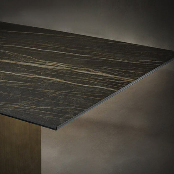 Metal Traditional Luxury Rectangle Table Sintered Stone Dining Table for Home Clearhalo ' dining_table' 'Dining Tables & Seating' 'Dining Tables' 'furn' 'furn_dining_table' 'Furniture' 'furniture_dining_table' 'Kitchen & Dining Furniture' 'kitchen&dining_furn' 'kitchen' 'kitchen_dining_table' 4271476