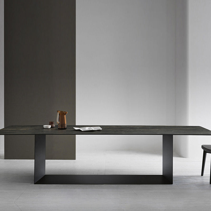 Metal Traditional Luxury Rectangle Table Sintered Stone Dining Table for Home Clearhalo ' dining_table' 'Dining Tables & Seating' 'Dining Tables' 'furn' 'furn_dining_table' 'Furniture' 'furniture_dining_table' 'Kitchen & Dining Furniture' 'kitchen&dining_furn' 'kitchen' 'kitchen_dining_table' 4271478