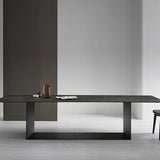 Metal Traditional Luxury Rectangle Table Sintered Stone Dining Table for Home Clearhalo ' dining_table' 'Dining Tables & Seating' 'Dining Tables' 'furn' 'furn_dining_table' 'Furniture' 'furniture_dining_table' 'Kitchen & Dining Furniture' 'kitchen&dining_furn' 'kitchen' 'kitchen_dining_table' 4271478
