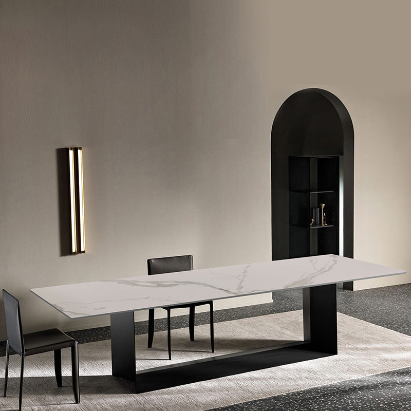 Metal Traditional Luxury Rectangular Table Sintered Stone Table for Kitchen Clearhalo ' dining_table' 'Dining Tables & Seating' 'Dining Tables' 'furn' 'furn_dining_table' 'Furniture' 'furniture_dining_table' 'Kitchen & Dining Furniture' 'kitchen&dining_furn' 'kitchen' 'kitchen_dining_table' 4271510