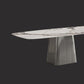 Metal Traditional Luxury Rectangle Table Sintered Stone Indoor Table with Grey Pedestal Clearhalo ' dining_table' 'Dining Tables & Seating' 'Dining Tables' 'furn' 'furn_dining_table' 'Furniture' 'furniture_dining_table' 'Kitchen & Dining Furniture' 'kitchen&dining_furn' 'kitchen' 'kitchen_dining_table' 4271519