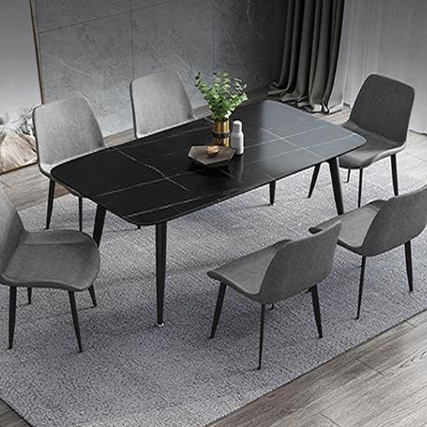 Metal Industrial Rectangle Dining Table Black Sintered Stone Table with Metal Legs Clearhalo ' dining_table' 'Dining Tables & Seating' 'Dining Tables' 'furn' 'furn_dining_table' 'Furniture' 'furniture_dining_table' 'Kitchen & Dining Furniture' 'kitchen&dining_furn' 'kitchen' 'kitchen_dining_table' 4271526