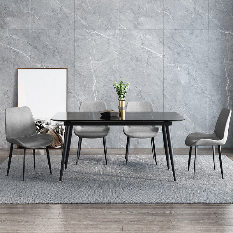 Metal Industrial Rectangle Dining Table Black Sintered Stone Table with Metal Legs Clearhalo ' dining_table' 'Dining Tables & Seating' 'Dining Tables' 'furn' 'furn_dining_table' 'Furniture' 'furniture_dining_table' 'Kitchen & Dining Furniture' 'kitchen&dining_furn' 'kitchen' 'kitchen_dining_table' 4271528