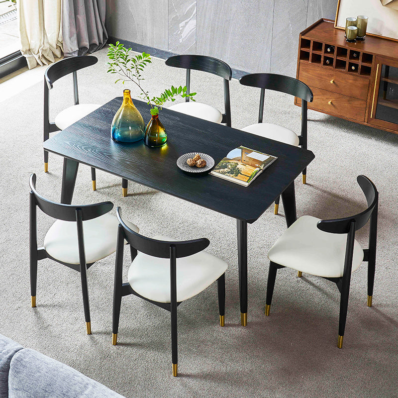 Traditional Luxury Dining Table Rectangle Solid Wood Dining Table with 4 Legs for Home Black Without Chairs Clearhalo ' dining_table' 'Dining Tables & Seating' 'Dining Tables' 'furn' 'furn_dining_table' 'Furniture' 'furniture_dining_table' 'Kitchen & Dining Furniture' 'kitchen&dining_furn' 'kitchen' 'kitchen_dining_table' 4271541