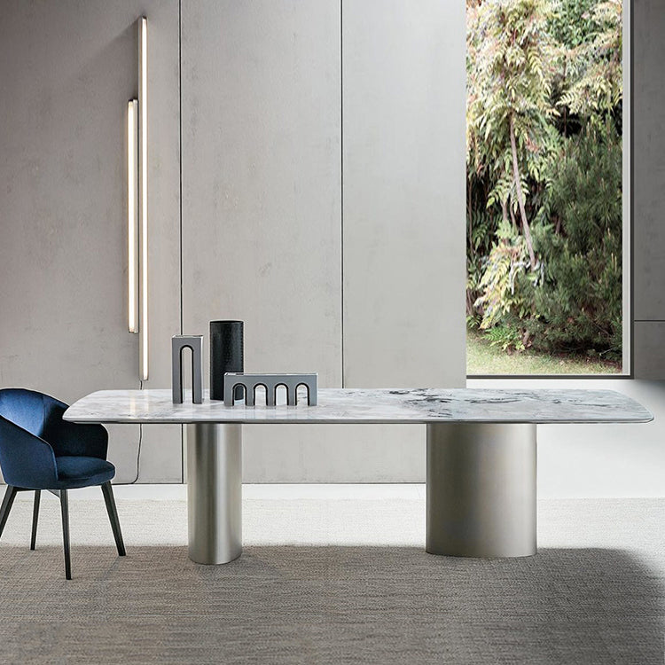Metal Traditional Luxury Rectangle Table Sintered Stone Top Table for Kitchen Clearhalo ' dining_table' 'Dining Tables & Seating' 'Dining Tables' 'furn' 'furn_dining_table' 'Furniture' 'furniture_dining_table' 'Kitchen & Dining Furniture' 'kitchen&dining_furn' 'kitchen' 'kitchen_dining_table' 4271551