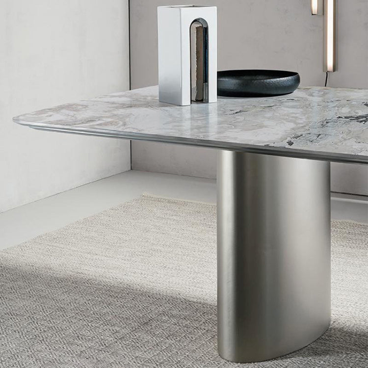 Metal Traditional Luxury Rectangle Table Sintered Stone Top Table for Kitchen Clearhalo ' dining_table' 'Dining Tables & Seating' 'Dining Tables' 'furn' 'furn_dining_table' 'Furniture' 'furniture_dining_table' 'Kitchen & Dining Furniture' 'kitchen&dining_furn' 'kitchen' 'kitchen_dining_table' 4271554