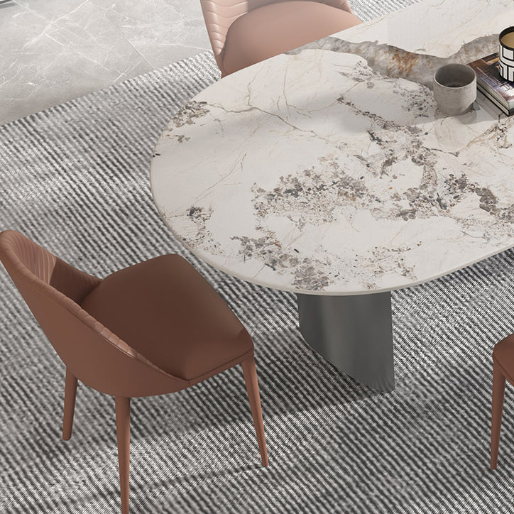 Metal Traditional Luxury Oval Table Sintered Stone Top Table for Dining Room Clearhalo ' dining_table' 'Dining Tables & Seating' 'Dining Tables' 'furn' 'furn_dining_table' 'Furniture' 'furniture_dining_table' 'Kitchen & Dining Furniture' 'kitchen&dining_furn' 'kitchen' 'kitchen_dining_table' 4271564