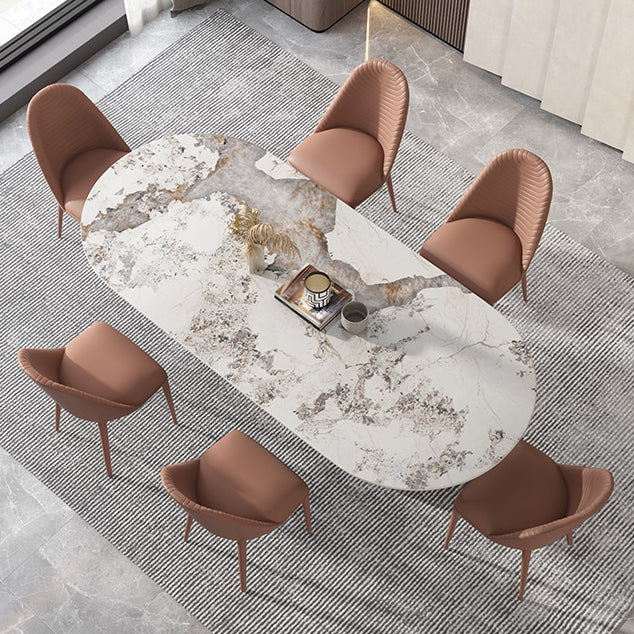 Metal Traditional Luxury Oval Table Sintered Stone Top Table for Dining Room Clearhalo ' dining_table' 'Dining Tables & Seating' 'Dining Tables' 'furn' 'furn_dining_table' 'Furniture' 'furniture_dining_table' 'Kitchen & Dining Furniture' 'kitchen&dining_furn' 'kitchen' 'kitchen_dining_table' 4271568