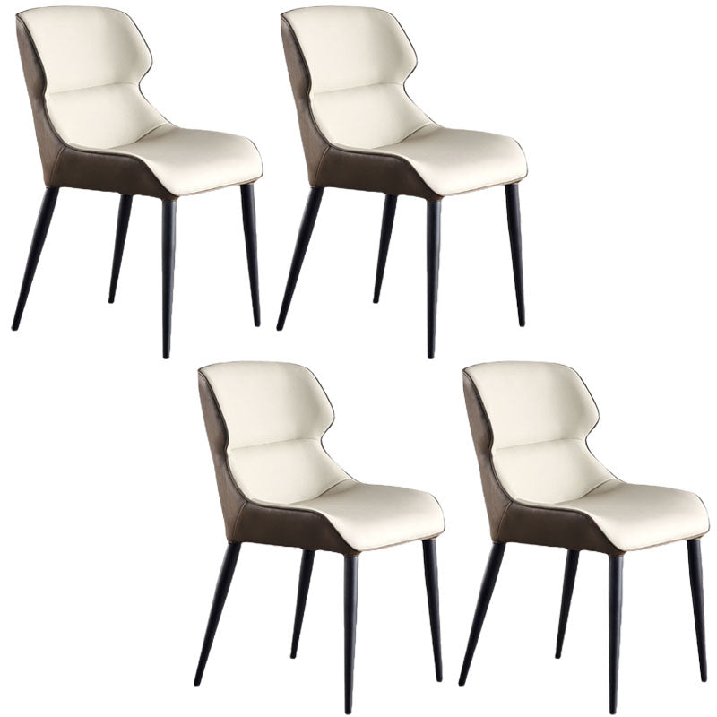 Contemporary Style Leather Dining Side Chairs Wingback Arm Chairs (Set of 4) Gray-White Clearhalo ' kitchen&dining_furn' 'Dining Chairs' 'Dining Tables & Seating' 'dining_chair' 'furn' 'furn_dining_chair' 'Furniture' 'furniture_dining_chair' 'Kitchen & Dining Furniture' 'kitchen' 4271613