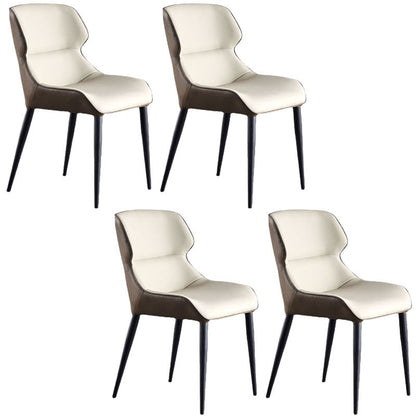 Contemporary Style Leather Dining Side Chairs Wingback Arm Chairs (Set of 4) Gray-White Clearhalo ' kitchen&dining_furn' 'Dining Chairs' 'Dining Tables & Seating' 'dining_chair' 'furn' 'furn_dining_chair' 'Furniture' 'furniture_dining_chair' 'Kitchen & Dining Furniture' 'kitchen' 4271613