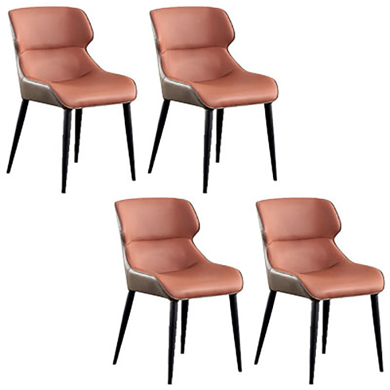 Contemporary Style Leather Dining Side Chairs Wingback Arm Chairs (Set of 4) Orange Clearhalo ' kitchen&dining_furn' 'Dining Chairs' 'Dining Tables & Seating' 'dining_chair' 'furn' 'furn_dining_chair' 'Furniture' 'furniture_dining_chair' 'Kitchen & Dining Furniture' 'kitchen' 4271614