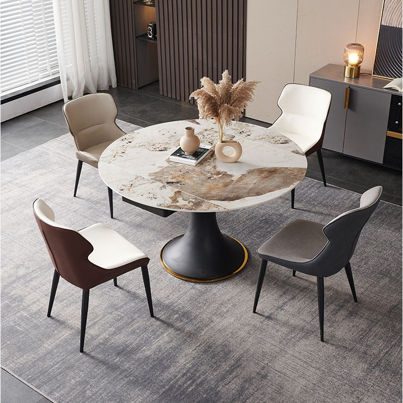 Contemporary Style Leather Dining Side Chairs Wingback Arm Chairs (Set of 4) Clearhalo ' kitchen&dining_furn' 'Dining Chairs' 'Dining Tables & Seating' 'dining_chair' 'furn' 'furn_dining_chair' 'Furniture' 'furniture_dining_chair' 'Kitchen & Dining Furniture' 'kitchen' 4271615